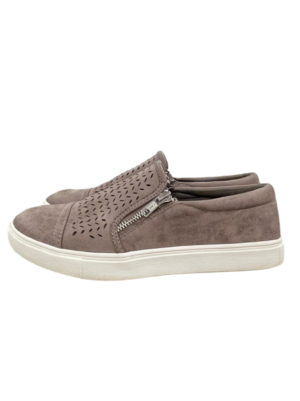 Seven Dials Womens Size 7.,5 Laser Cut Perforated Slip-On Sneakers Zipper Detail - Picture 2 of 15